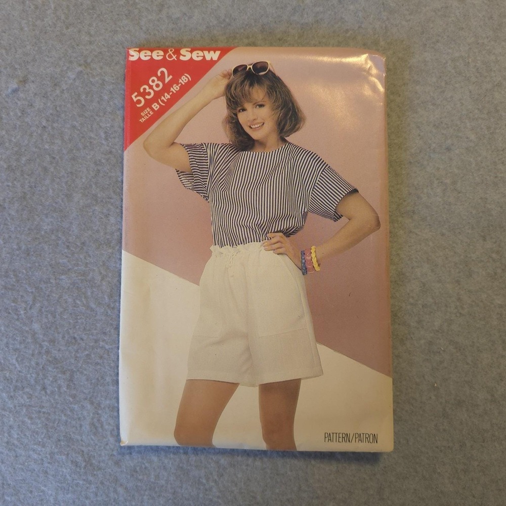 See & Sew 5382 Misses Top Shorts Sewing Pattern Size 14-18 Vintage